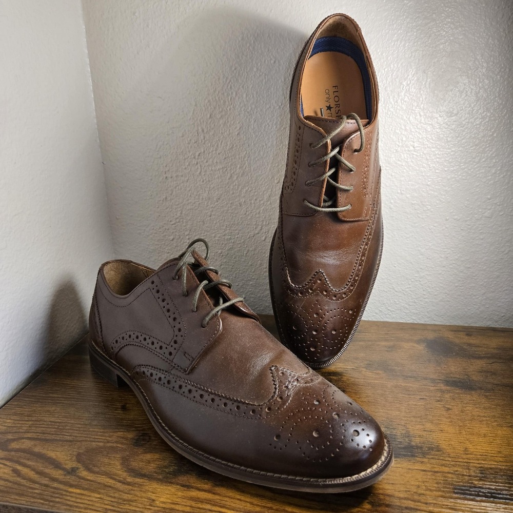 Florsheim Shoes Mens Size 10 Brown Leather Wingtip Brogue Dress Oxford 11588